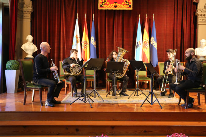 El Quinteto de metales del Conservatorio en un momento de su intervención
